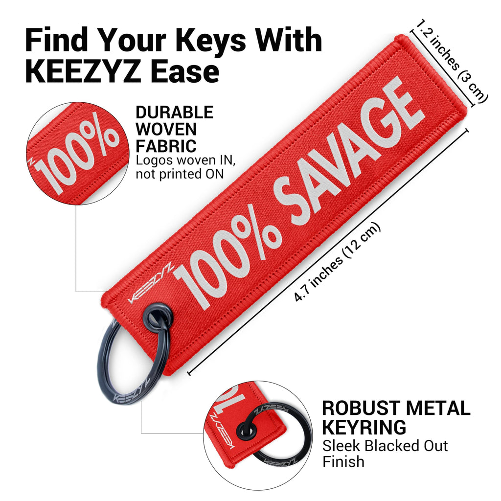 100% Savage Keychain | Warrior Mindset Key Tag | Tactical EDC Gym Warrior Gift Key Tag