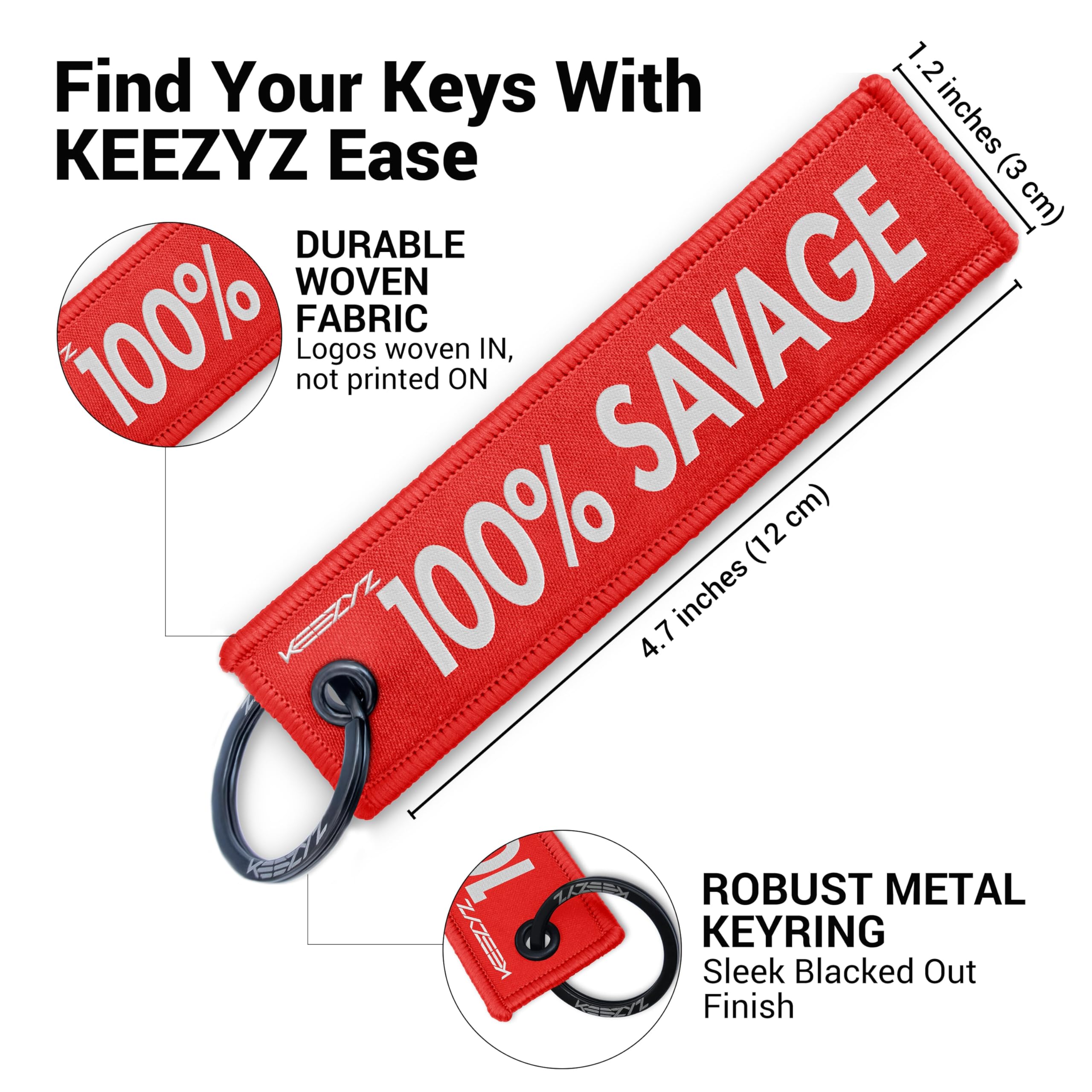 100% Savage Keychain | Warrior Mindset Key Tag | Tactical EDC Gym Warrior Gift Key Tag