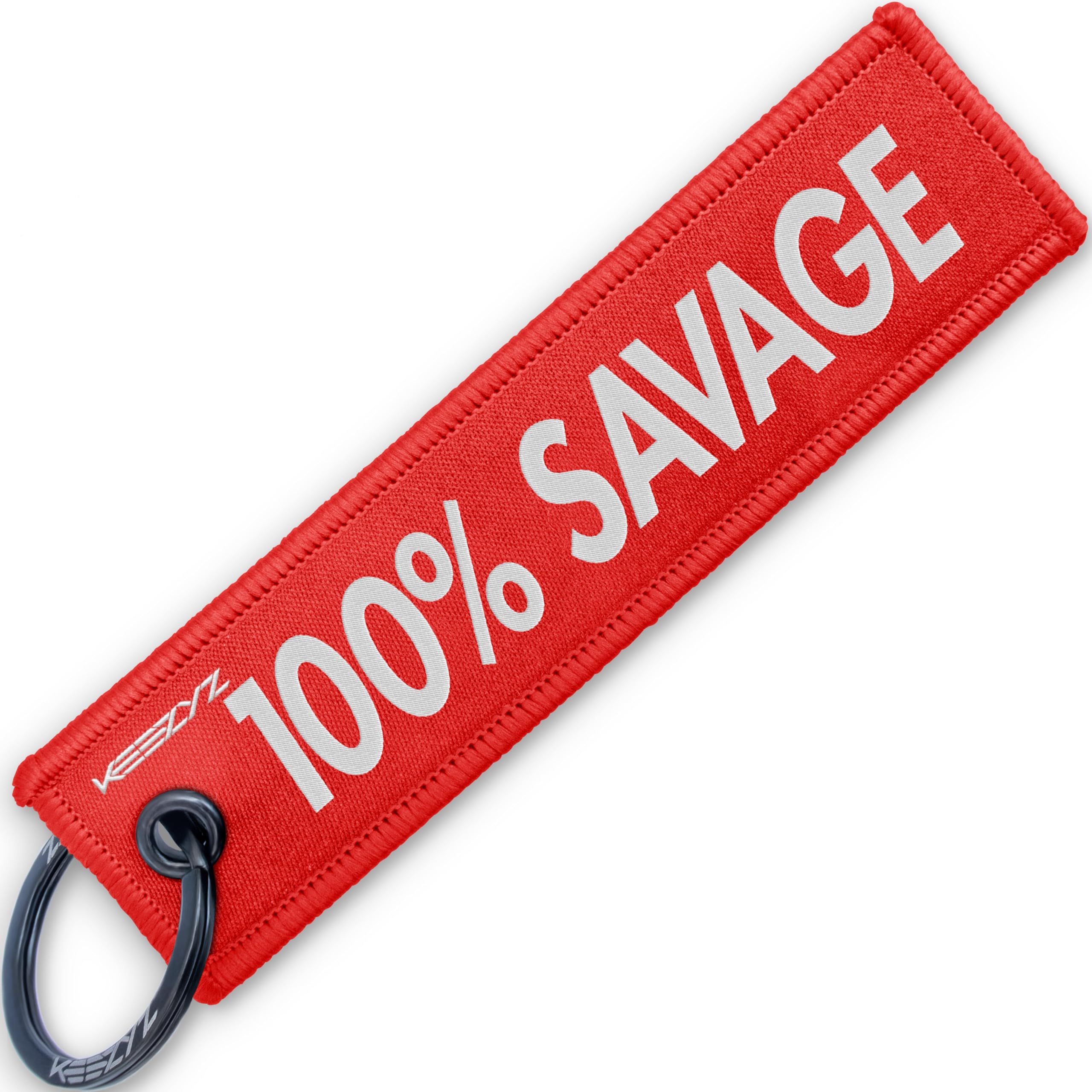 100% Savage Keychain | Warrior Mindset Key Tag | Tactical EDC Gym Warrior Gift Key Tag