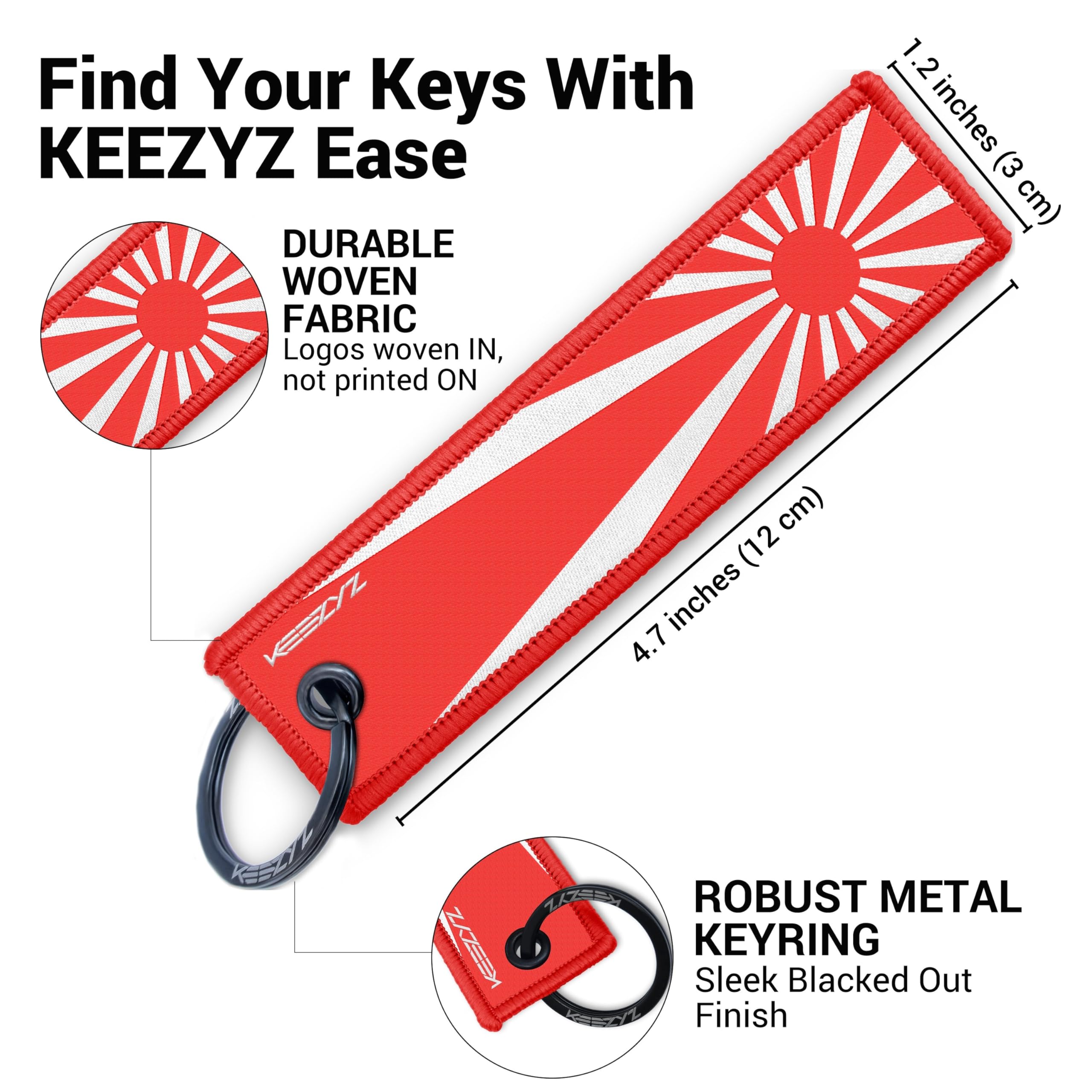 Rising Sun Keychain for Japanese Cars - Tuner Culture Key Tag, JDM Enthusiast Gift, Drift Car Accessory